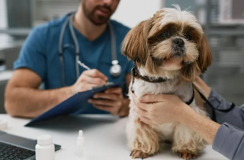 SVM - Professional content Vet checking the dog